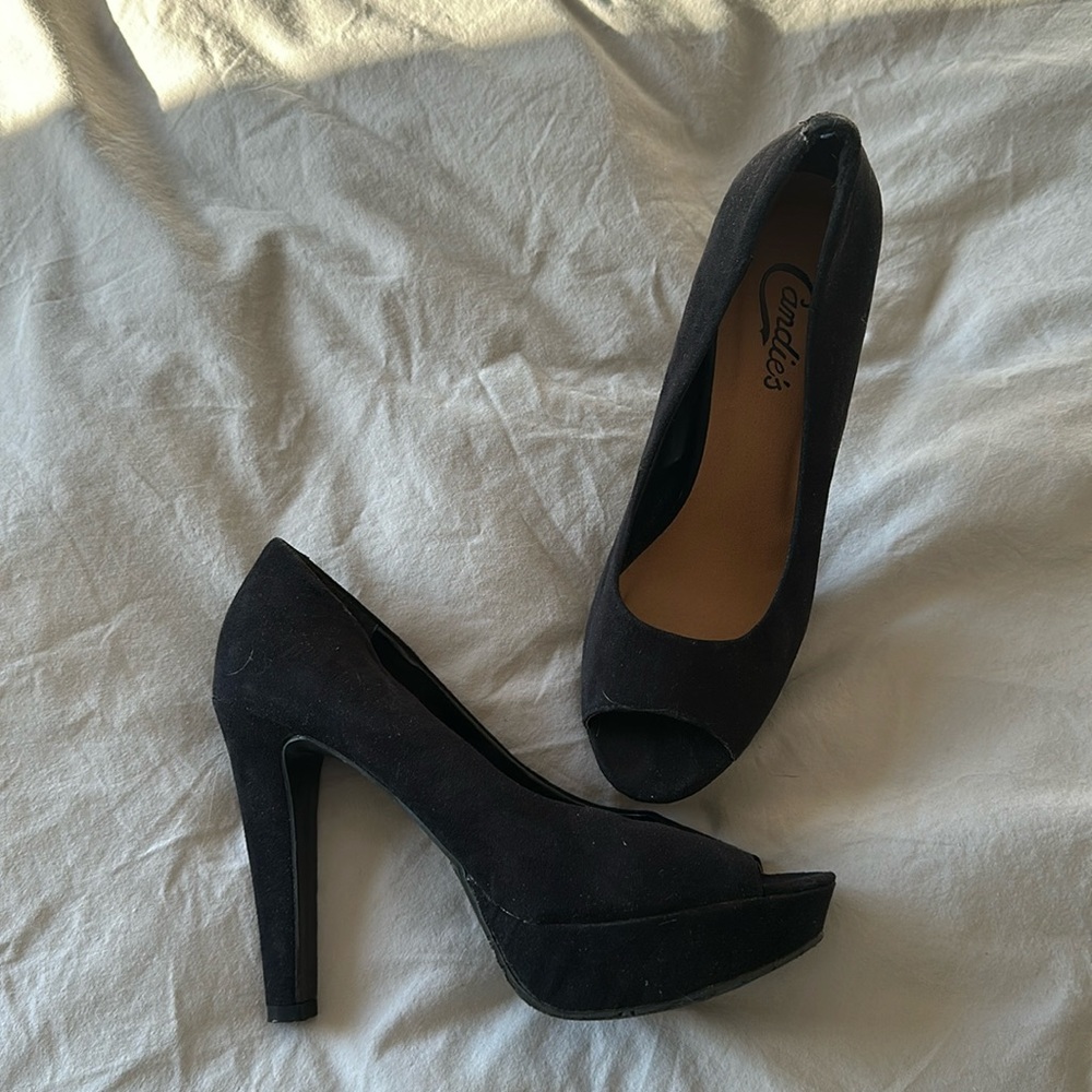Black peep toe heels